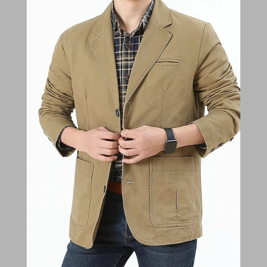 Men's Plus Size Button Up Lapel Collar Blazer