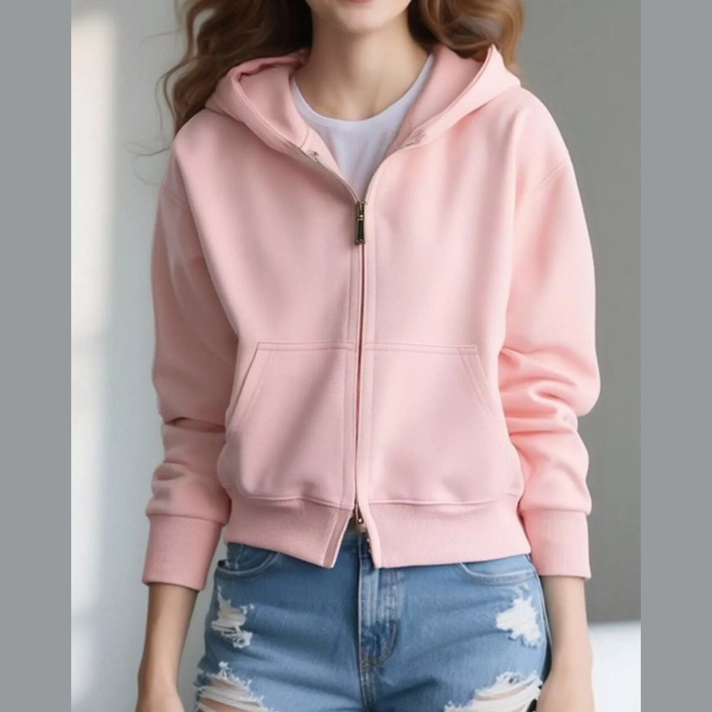 Full Size Casual Zip-Up Long Sleeve Hoodie Plus Size