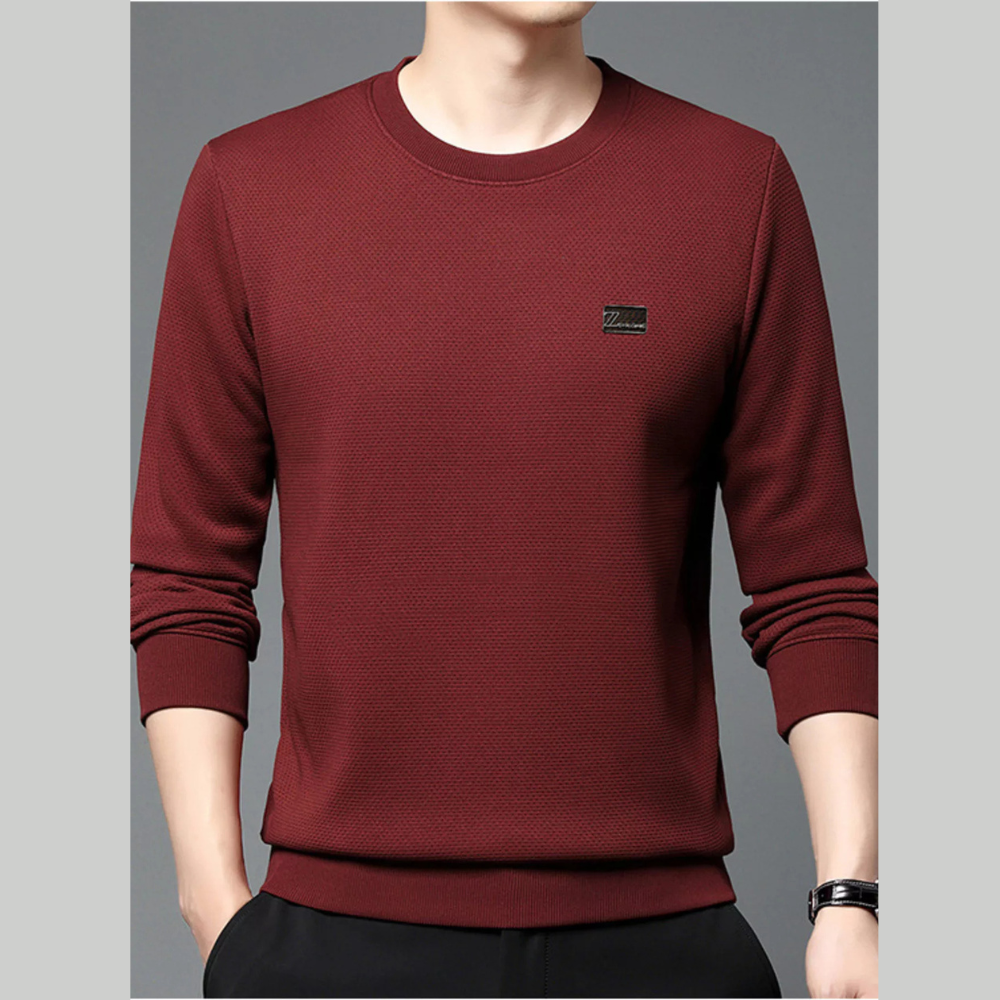 Men's Plus Size Textured Long Sleeve Casual T-Shirt