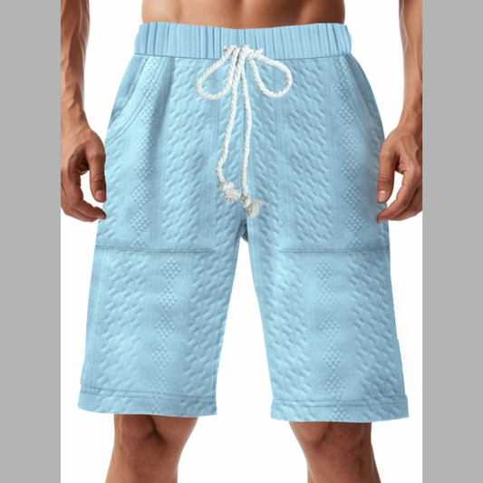 Men's Full Size Texture Drawstring Shorts Plus Size