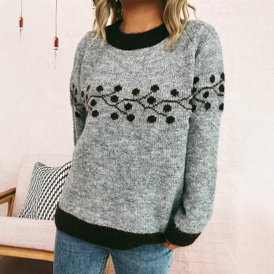 Autumn And Winter New Polka Dot Branch Jacquard Commute Leisure Sweater