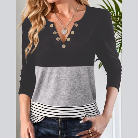 Notched Long Sleeve T-Shirt