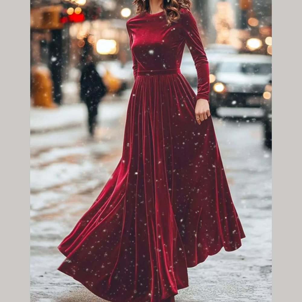 Velvet Long Sleeve Maxi Dress
