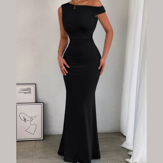 One-Shoulder Ruched Bodycon Maxi Dress