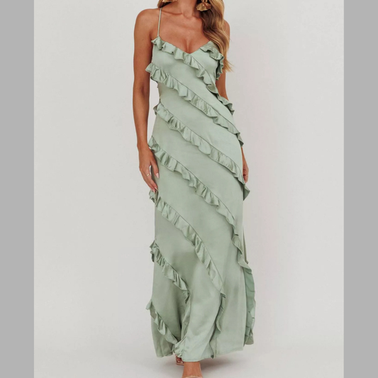 Ruffled Spaghetti Strap Maxi Dress