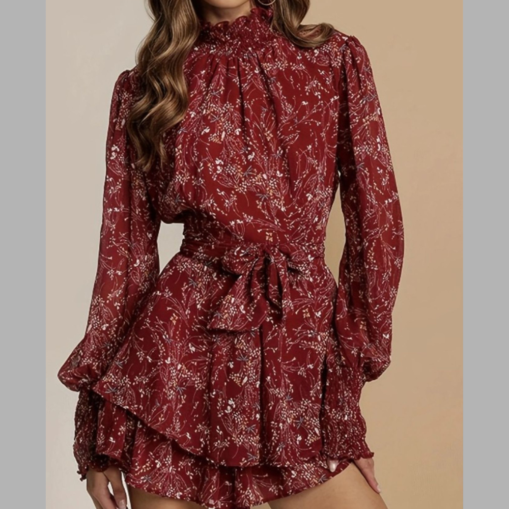 Floral Print Ruffle Mini Dress