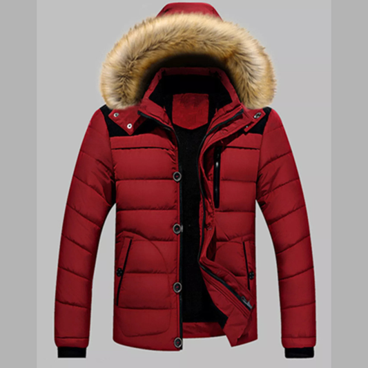 Men's Plus Size Padded Fur Hood Puffer Jacket