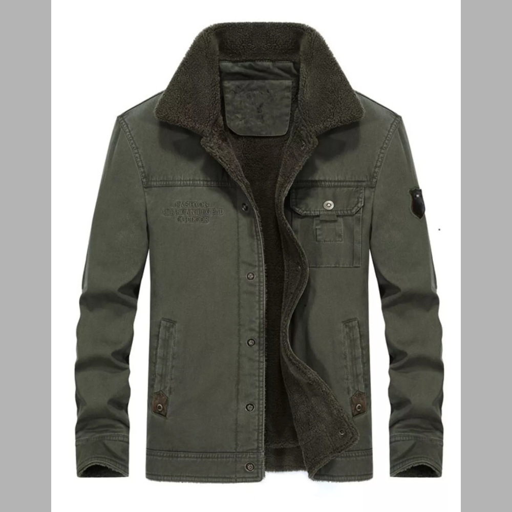 Men's Plus Size Solid Color Sherpa Lined Jacket