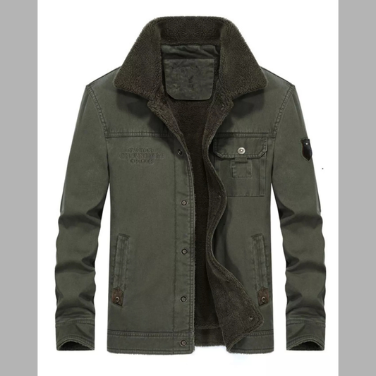 Men's Plus Size Solid Color Sherpa Lined Jacket