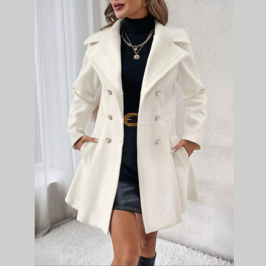 Double-Breasted Wool Blend Coat