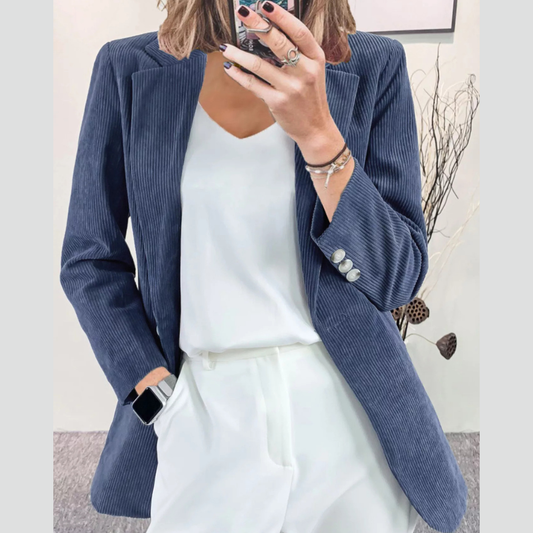 Corduroy Lapel Collar Casual Blazer