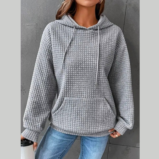 Full Size Textured Kangaroo Pocket Hoodie Plus Size
