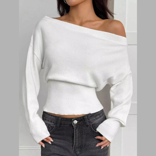 One Shoulder Cropped Sweater
