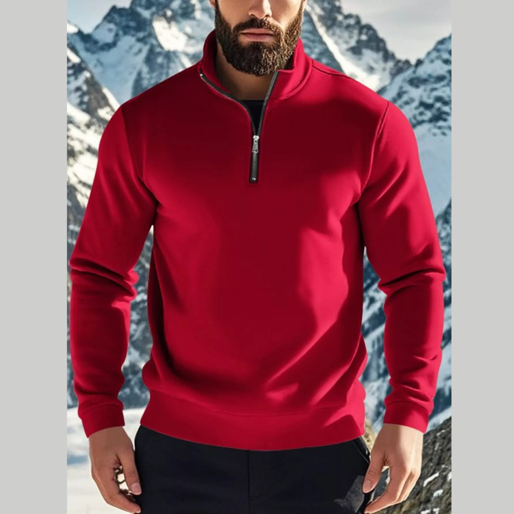 Men's Full Size Solid Color Quarter Zip Sweatshirt Plus Size