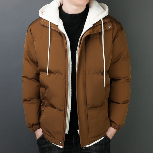 Two-piece Men's Windproof Warm Hooded Cotton Jacket Thickened