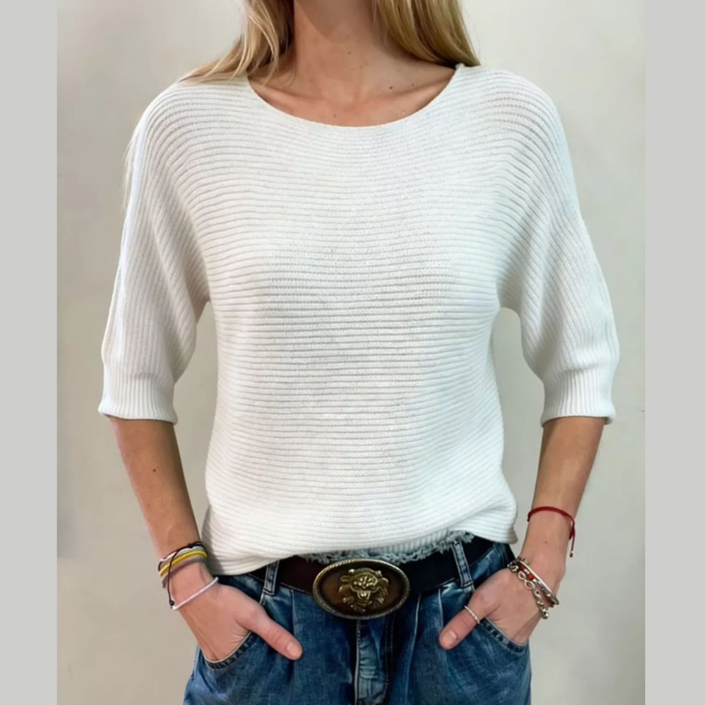 Full Size Ribbed Knit Round Neck Sweater Plus Size
