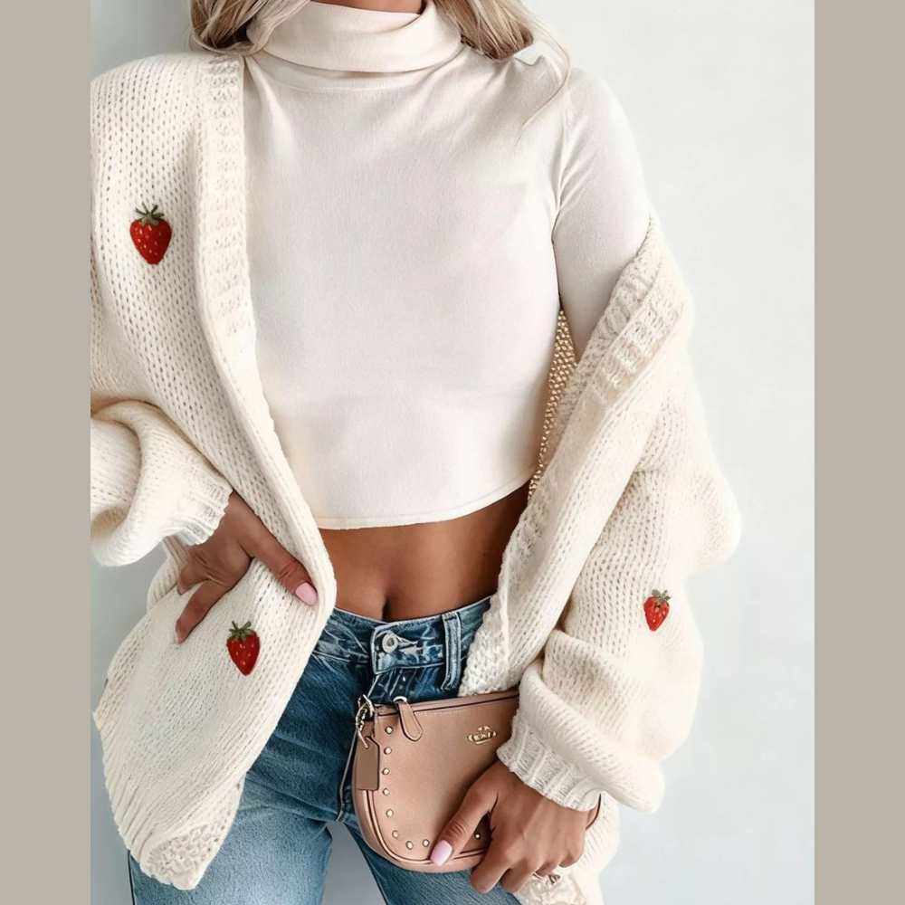 Embroidered Button Up Cardigan