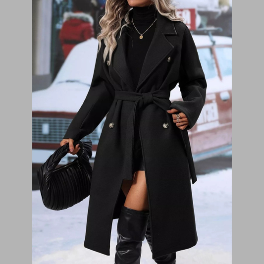 Double-Breasted Tie Waist Coat