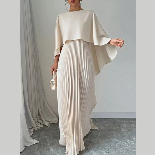 Cape Pleated Maxi Dress