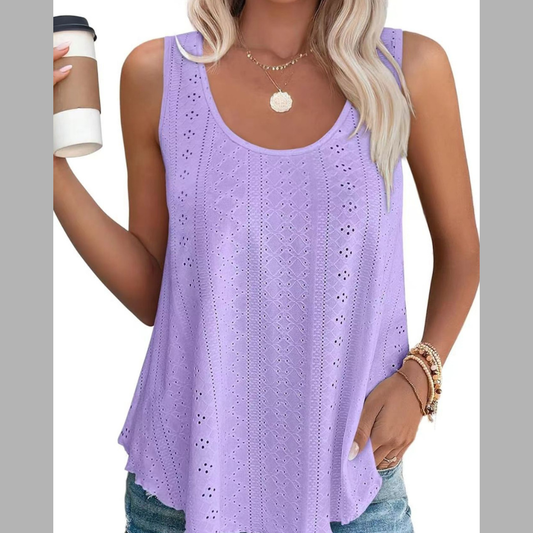 Eyelet Scoop Neck Tank