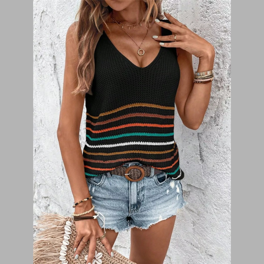 Striped V-Neck Sweater Vest