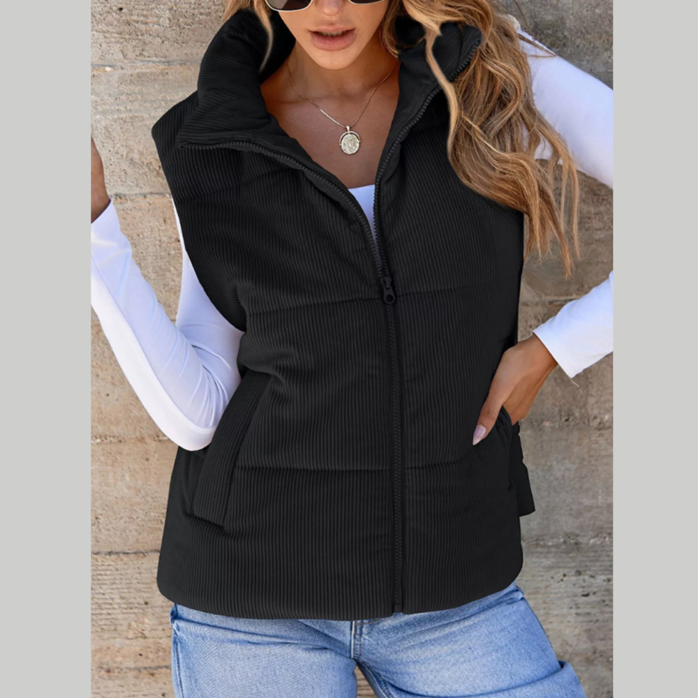 Corduroy Zip Up Vest Coat