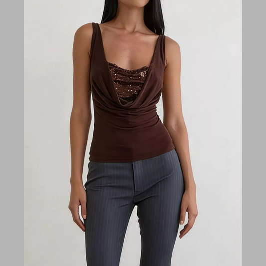 Sequin Detail Ruched Tank