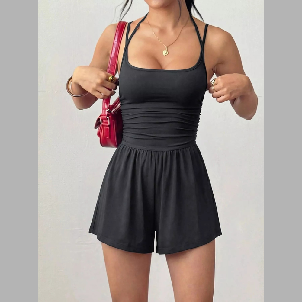 Casual Ruched Spaghetti Strap Romper
