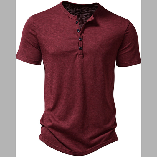 Men's Casual Button Detail T-Shirt