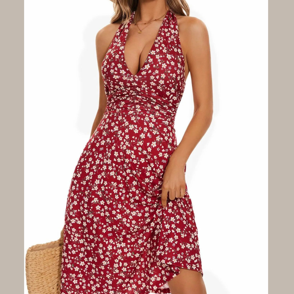 Printed Halter Neck Dress