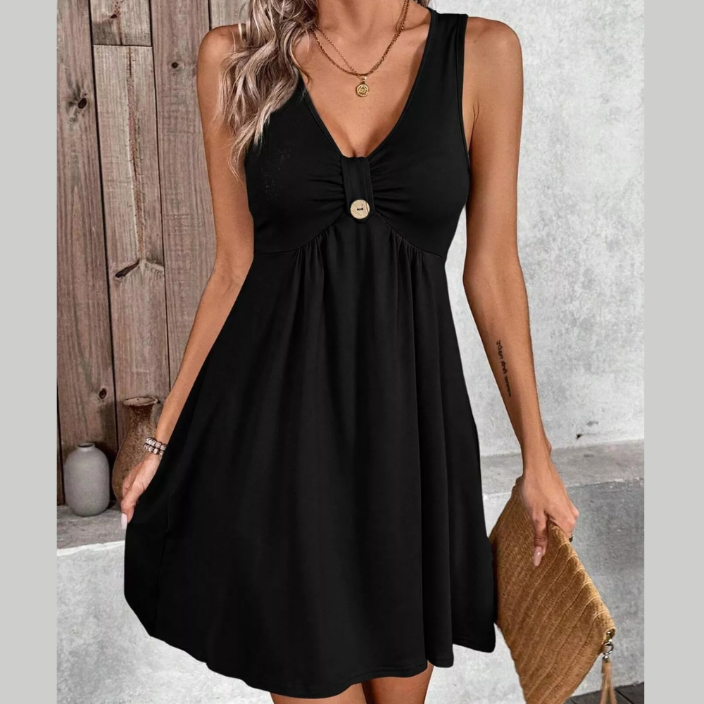 Sleeveless V-Neck A-Line Dress