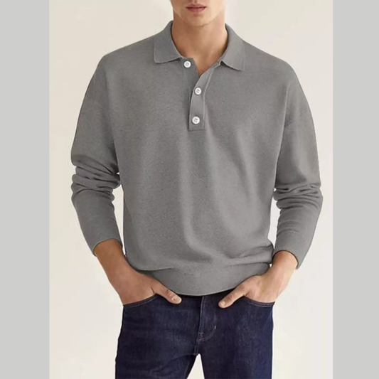 Men's Plus Size Long Sleeve Casual Polo Shirt