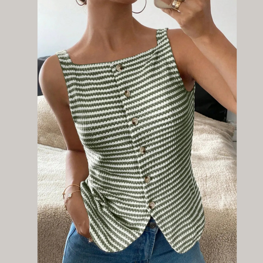 Button Down Striped Tank