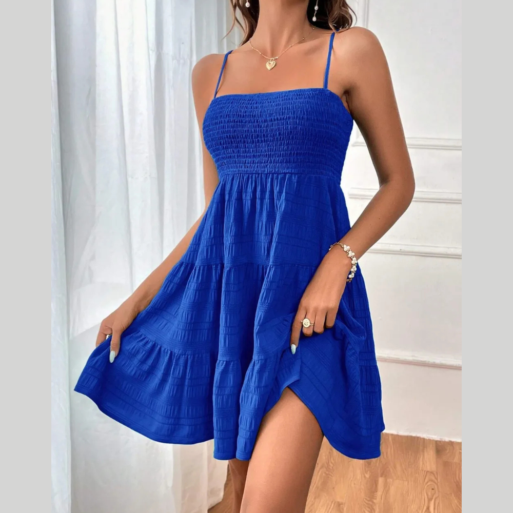 Smocked Tiered Sleeveless Mini Dress