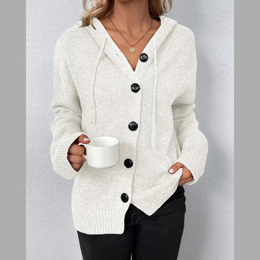 Full Size Cozy Knit Hooded Button-Down Cardigan Plus Size