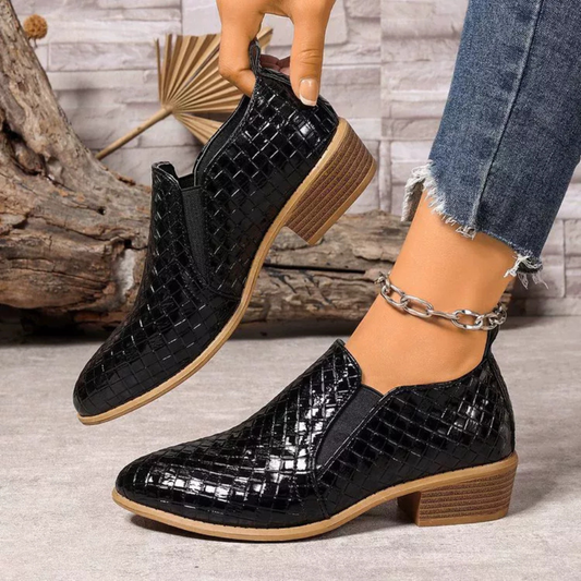 Point Toe Block Heels Ankle Boots