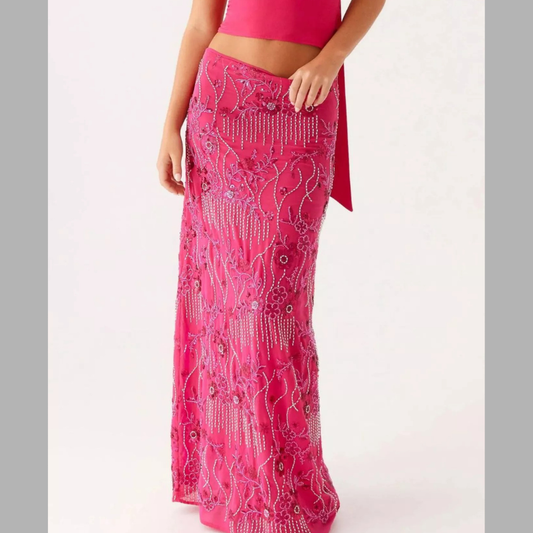 Sequin Embroidered Maxi Skirt