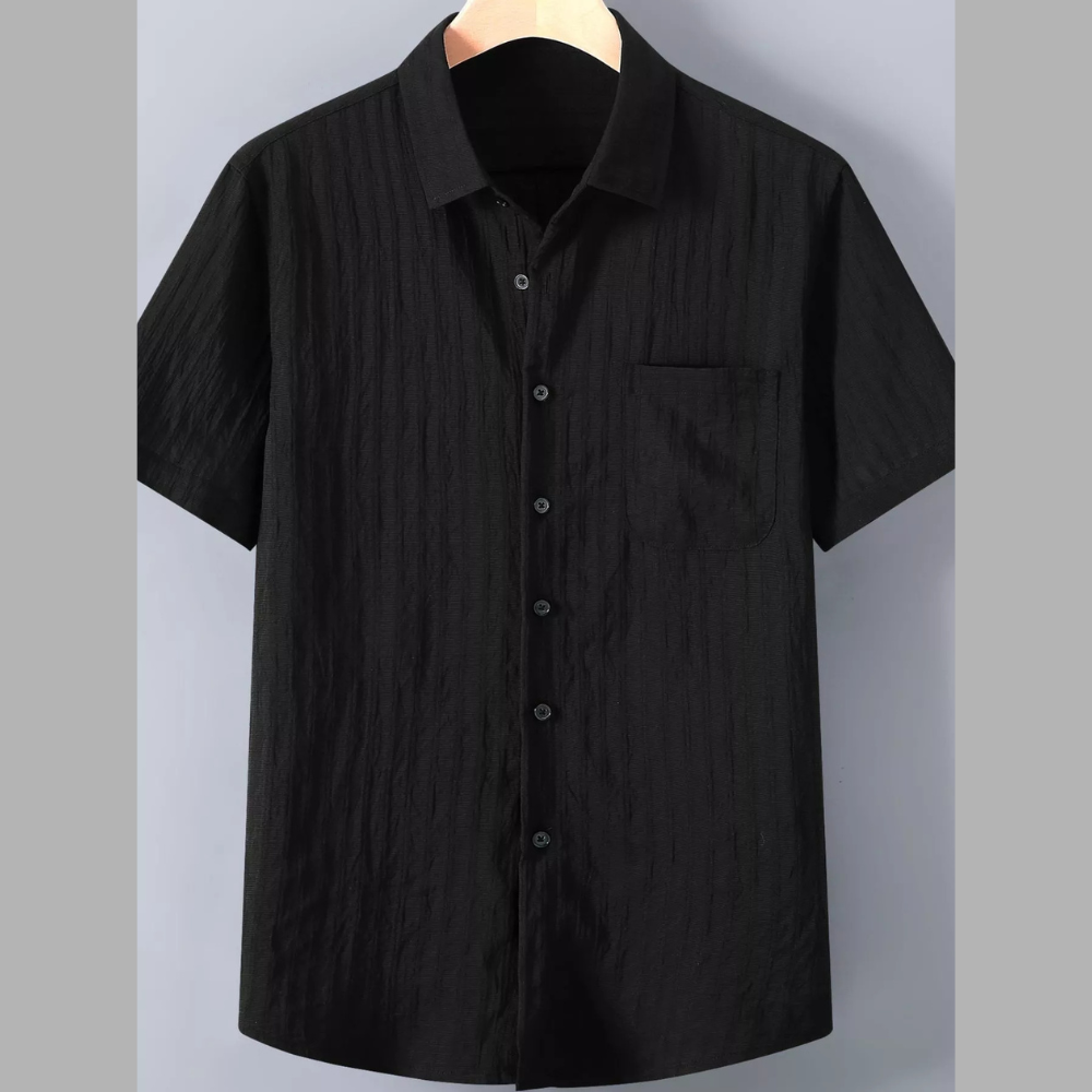 Men's Plus Size Textured Button Up Short-Sleeve Shirt