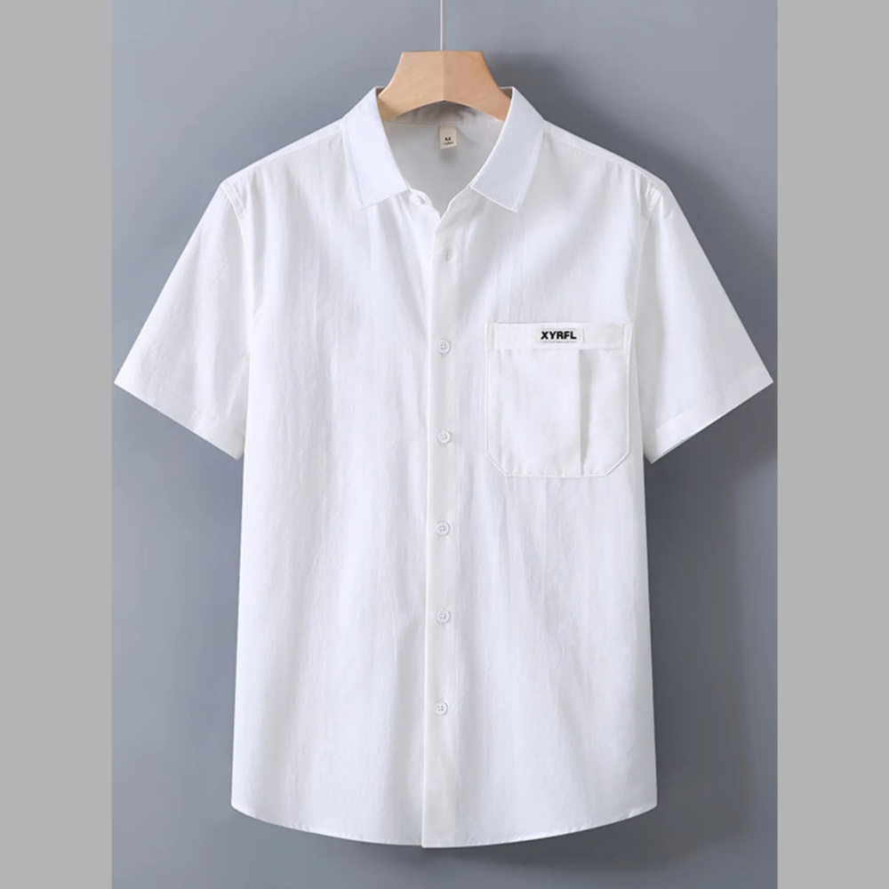 Men's Plus Size Casual Button Up Short-Sleeve Shirt