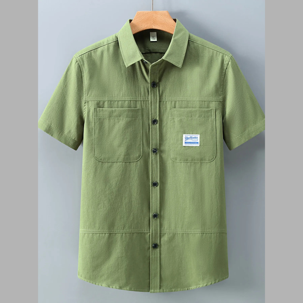 Men's Plus Size Trendy Button Up Short-Sleeve Shirt