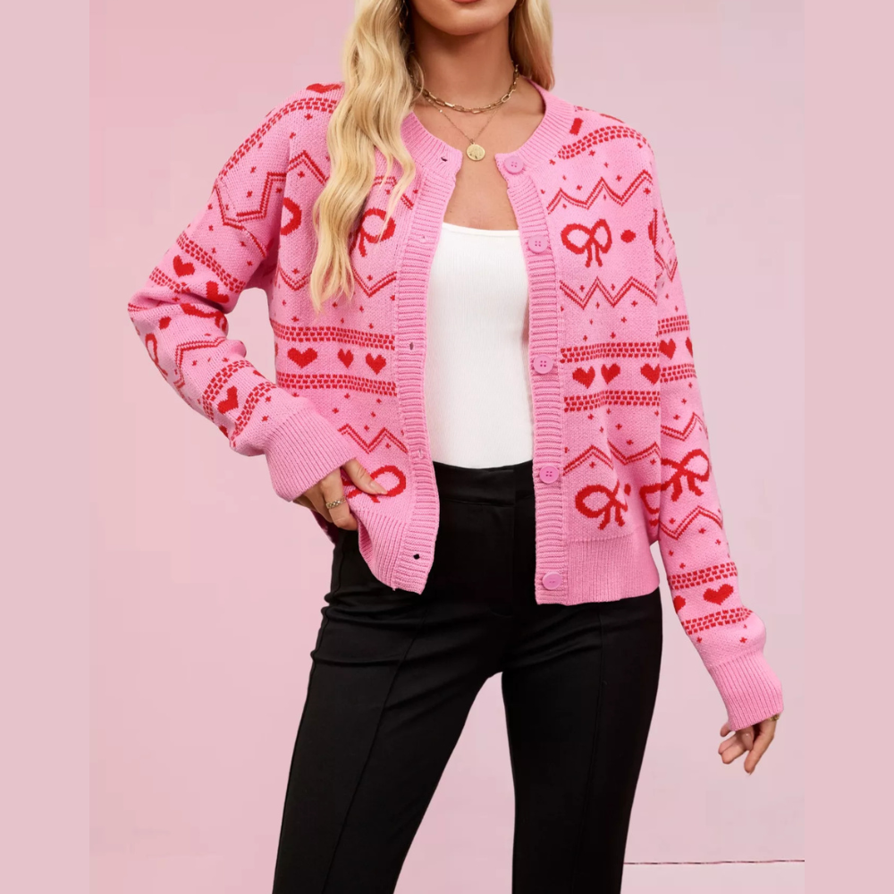 Bowknot Pattern Knit Cardigan