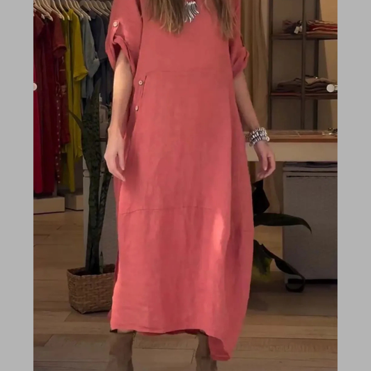 Full Size Relaxed Fit Short Sleeves Dress Plus Size