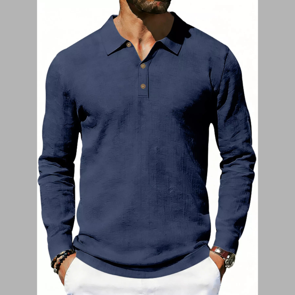 Men's Full Size Classic Long Sleeve Polo Plus Size