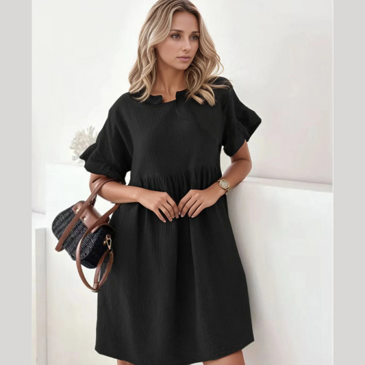Round Neck Short Sleeve Mini Dress