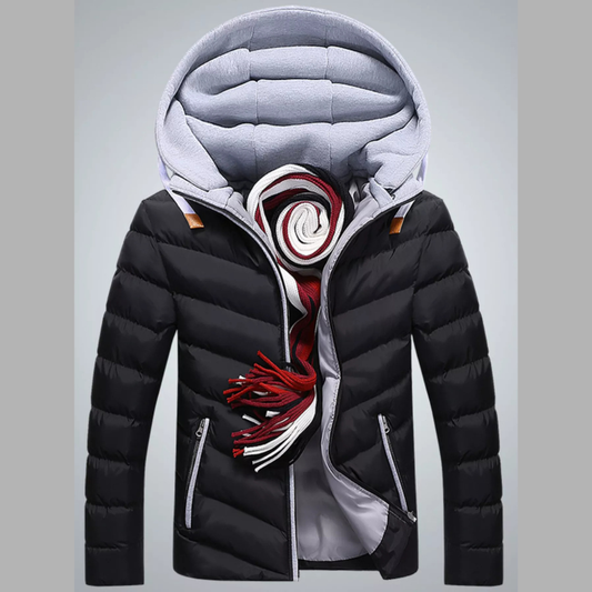 Men's Plus Size Zip Up Hooded Padded Puffer Jacket