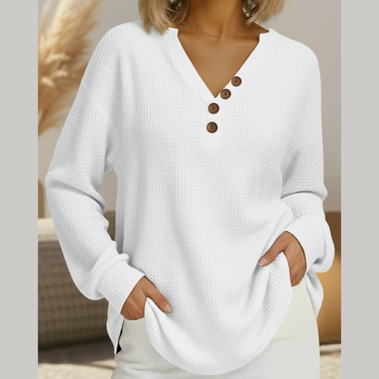 Full Size Casual Waffle Knit Long Sleeve T-Shirt Plus Size