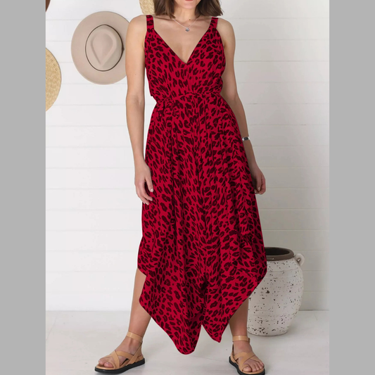 Full Size Leopard Print V-Neck Wide Leg Jumpsuit Plus Size