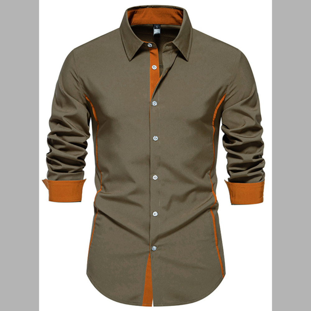Men's Contrast Trim Button-Down Shirt