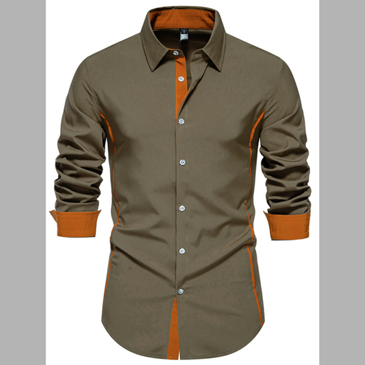 Men's Contrast Trim Button-Down Shirt