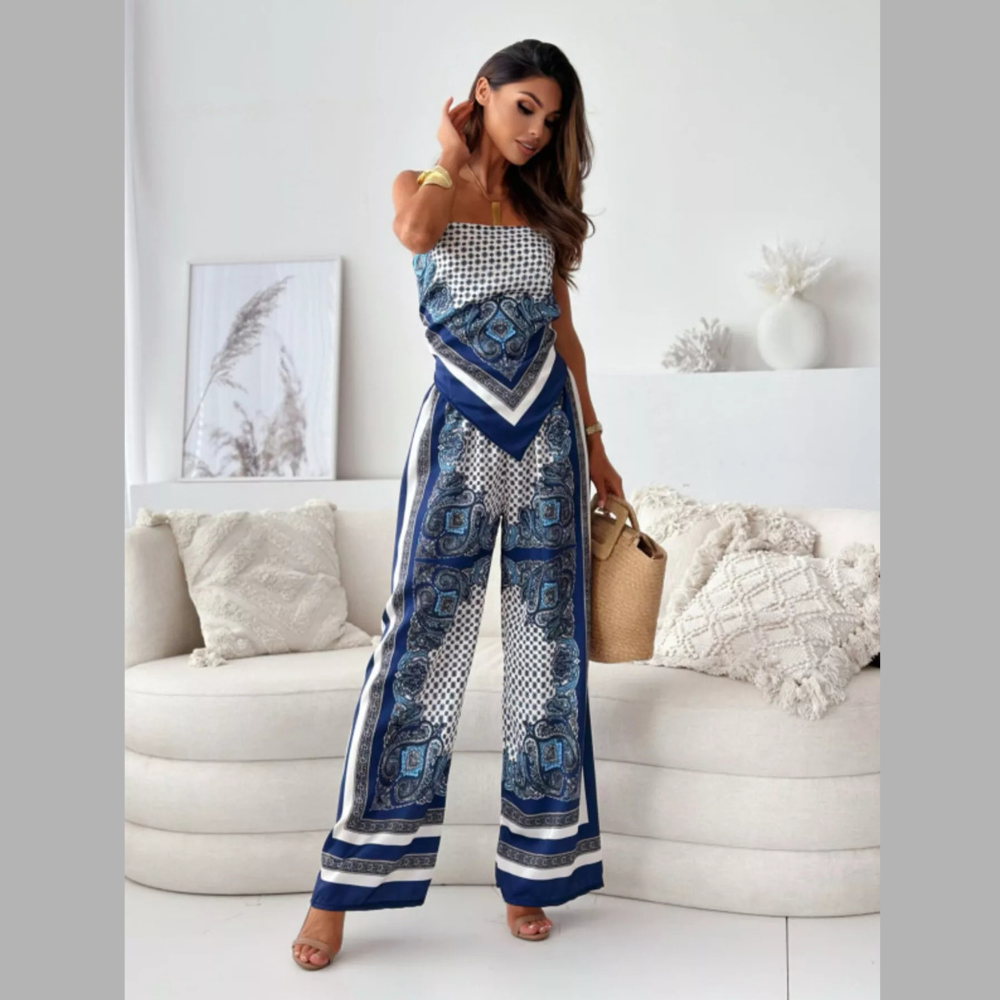 Tie Back Printed Cami and Pants Set